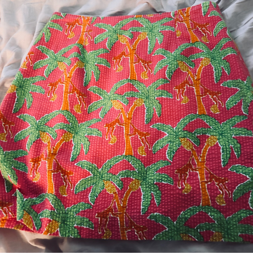 Lilly Pulitzer Pink and Green Palm Tree Skirt